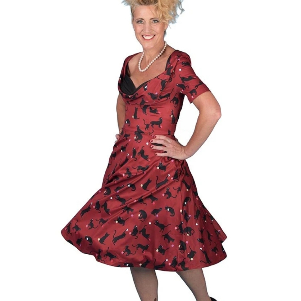 Lindy bop Sloane dress cats print